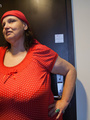 Funny mature bitch in a red T-shirt and - Picture 3