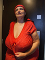 Funny mature bitch in a red T-shirt and - Picture 8