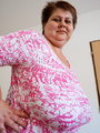 Short-haired bbw in a funny blouse - Picture 1