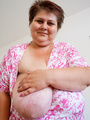 Short-haired bbw in a funny blouse - Picture 7