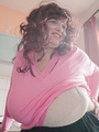 Curly brunette bbw in a pink pullover - Picture 7