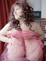 Curly brunette mature wrapped into pink - Picture 8