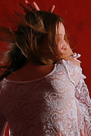 Curvy teen vixen in nice apple tits posing nude in a lace gown - XXXonXXX - Pic 3