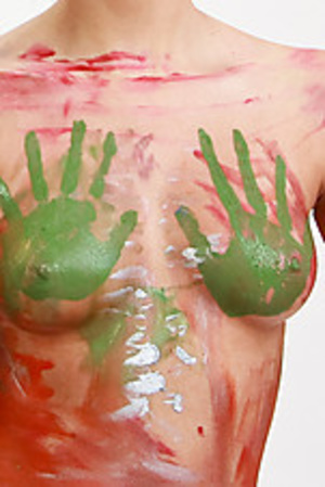 Naughty teen girls found color paint and get dirty with it - XXXonXXX - Pic 3