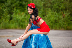 Exotic temptress takes off sexy red dres - Picture 3