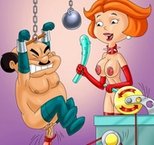 Jane Jetsons queens over George and Cosmos putting weights on their dicks