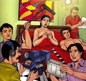 Busty Indian housewife getting banged in her bed in front of lots of journalists