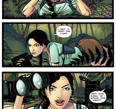 Lara Croft is caught spying by two guys and stripped nude for some hot