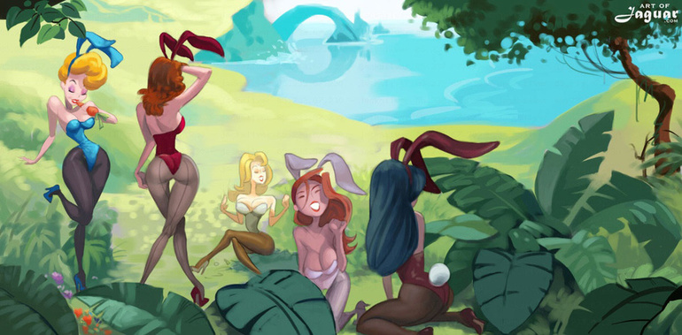 Enslaved bunny girls in the paradise garden - Cartoon Sex - Picture 1