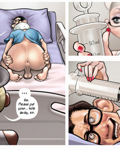 Nasty blonde nurse in glasses giving an enema - Cartoon Sex - Picture 3