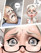 Blonde nurse whore satisfying an old man with a huge dick