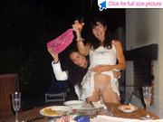 Nasty brunette showing off her snatch at the party