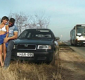 Black haired beauty getting fucked in her summer-dress.