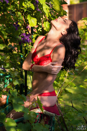 Beautiful brunette in spicy red bikini with dreamy eyes models off her sexy shape - XXXonXXX - Pic 10