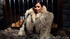 Dirty brunette babe encage with lots of various fur coats