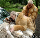 Horny dude in a fox fur coat drilling hard a blondie in a fur coat as