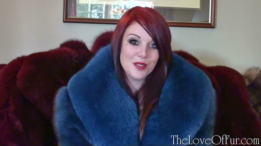 Red lady in glasses and a blue fur coat on  - XXX Dessert - Picture 5
