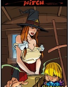 Young priest succumbs to the temptation of the witch and is maid to gratify