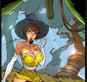 Big chested witch gratifies a strange oger she met in the forrest with