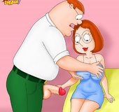 Lewd Megan Griffin rubbing her dirty slit under her panties