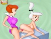 Dirty Jane form Jetson drilling her blonde friend with a strapon hard