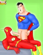 Flash from Justice League sucking Superman's cock with pleasure