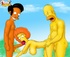 Horny Homer Simpson and his ebony dude handling a hot MILF