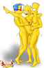Kinky Lisa Simpson caning a dude bound and with a Bridport dagger