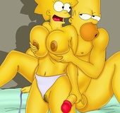 Horny Lisa Simpson tugging a big stiff rod