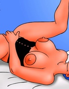 Marge Simpson and her busty friend having fun with a teen guy