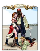 Hot pirate fucking action as black seamen conquer sweet white pussies