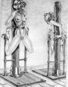 Painful lust as crazy machine are used to stretch and manipulate horny