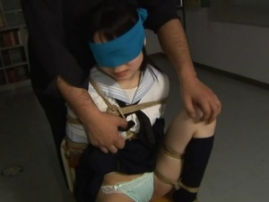 Blindfolded school girl roped and tortured badly - XXXonXXX - Pic 1