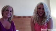 Two gorgeous blonde chicks laughing and talk like dirty little sluts