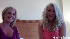 Two gorgeous blonde chicks laughing and talk like dirty little sluts - Picture 1