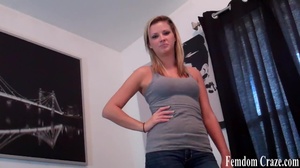 One hot young chick in gray tank and jeans pants talk nasty and sexy - XXXonXXX - Pic 6