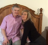 Sexy mature in stockings and high heels fucking with a younger guy