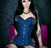 Black haired goth babes exposing their pussies and tits.