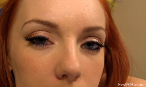 Nasty ginger bitch exposing her hairy snatch POV - Picture 16