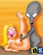 Slutty blonde toon gets fucked hard by American dad and alien creature