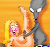 Slutty blonde toon gets fucked hard by American dad and alien creature