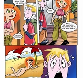 Sexy Kim Possible entangled with Shego and Ron in hot bisexual fucking