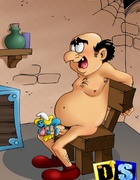 Naughty Smurf chick sucks double cocks and ride Smurf guy to ecstasy