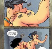 Naughty Fred Flintstone bends Betty Rubble over to lick her sweet asshole