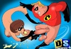 Elastic Girl sucks cock and Mr. Incredible doggy fucks little chick in