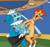 George Jetson gets his cock sucked as he eats and fucks chicks pussy