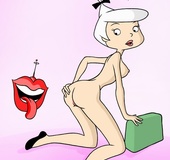 Horny Judy sucks and rides George's dick and fucks him with strap-on dick