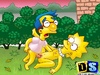 Millhouse fucks Lisa and sprays her with cum plus licks Marge's cunt