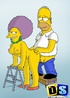 Slutty Selma sucking dude's cock and getting pussy fucked by Homer Simpson