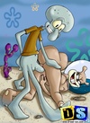 Sandy gets butt fucked by Squidward and Spongebob then gets her pussy